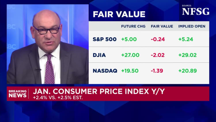Consumer prices rose 2.4% annually in January, less than expected